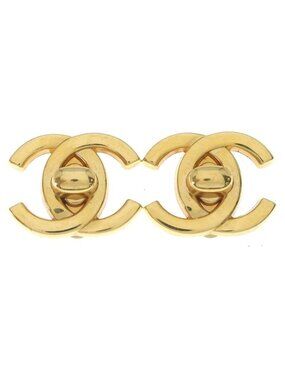 Chanel CC Logo Turnlock Earrings Gold